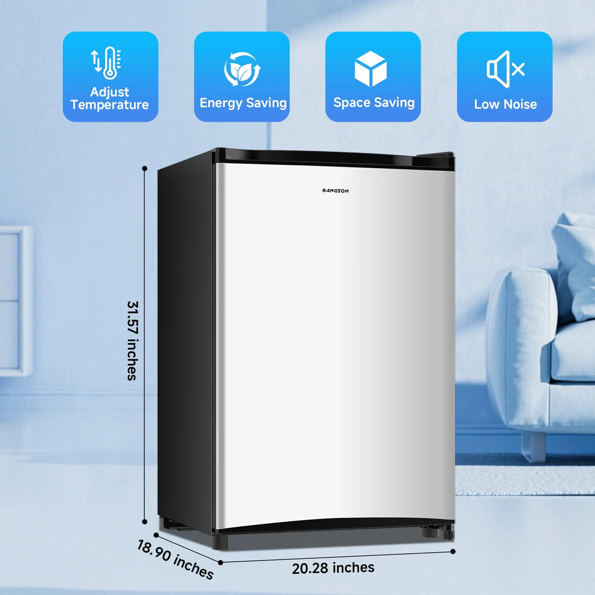 BANGSON 3.0 Cu.ft Compact Upright Freezer, Energy-Saving Mini Freezer with Adjustable Thermostat,Black