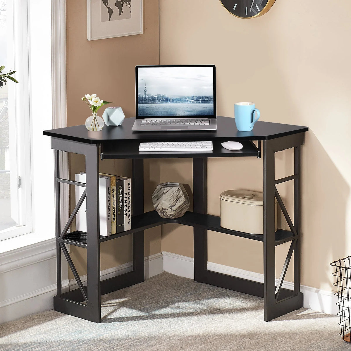 Brown Triangle Corner Desk, Office/Computer/Writing Desk for Student Apartments
