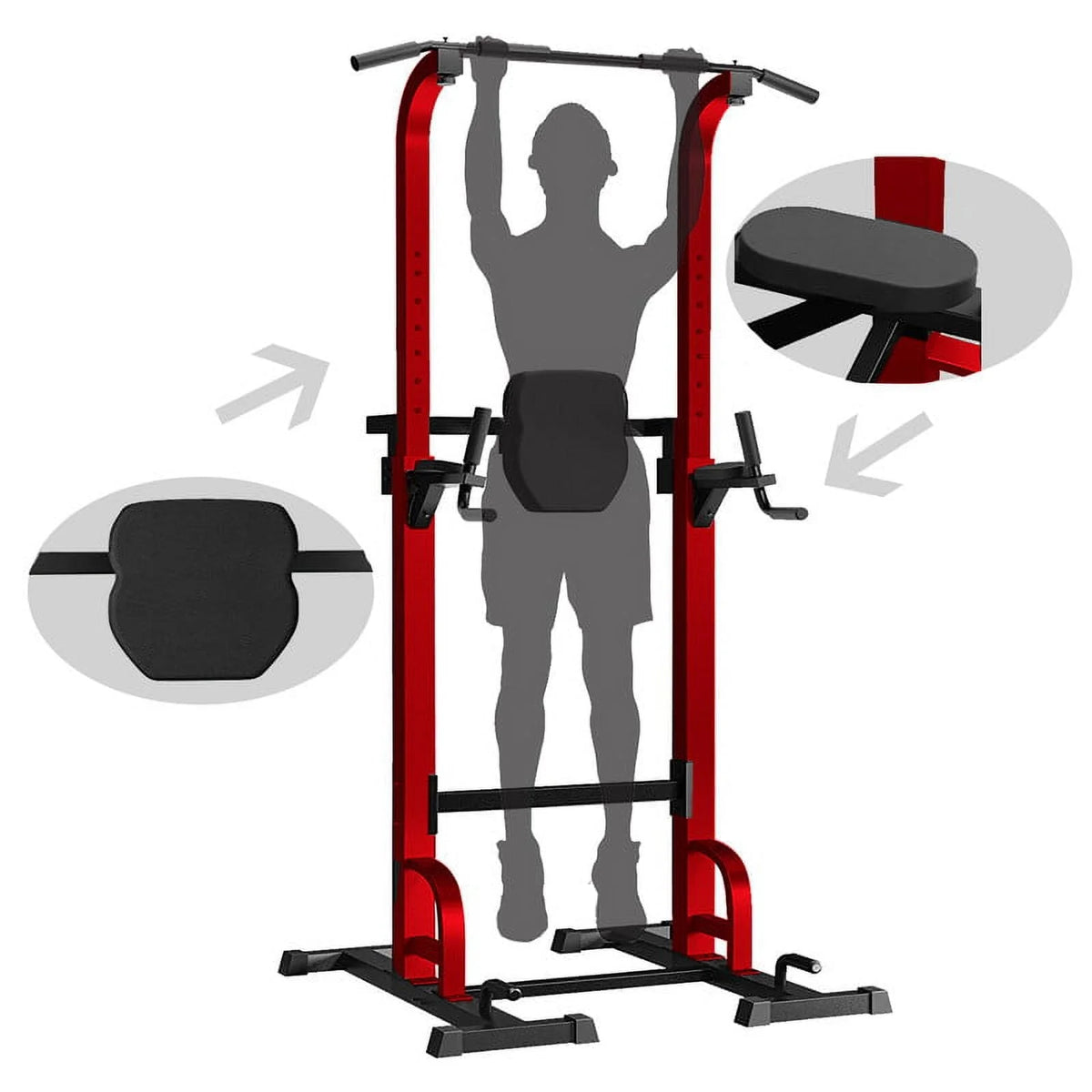 Station Stand Pull Up Bar for Gym Strength Training Workout Equipment,Red