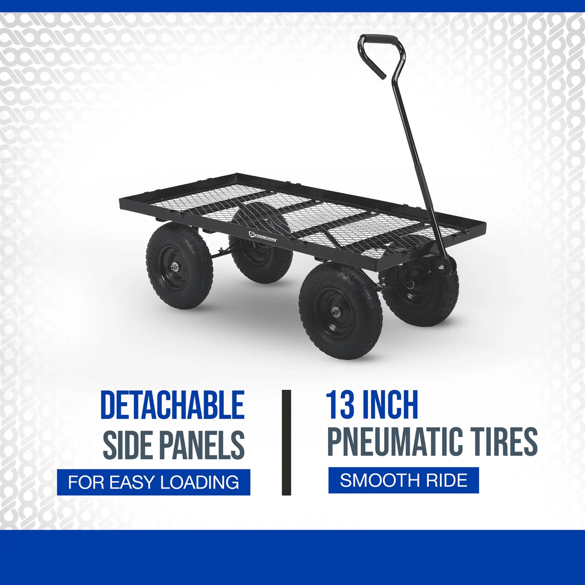 Strongway Garden Wagon, Side Panels Fold or Detach, 1400-Lb. Capacity, 50in. x 24in. x 26in.
