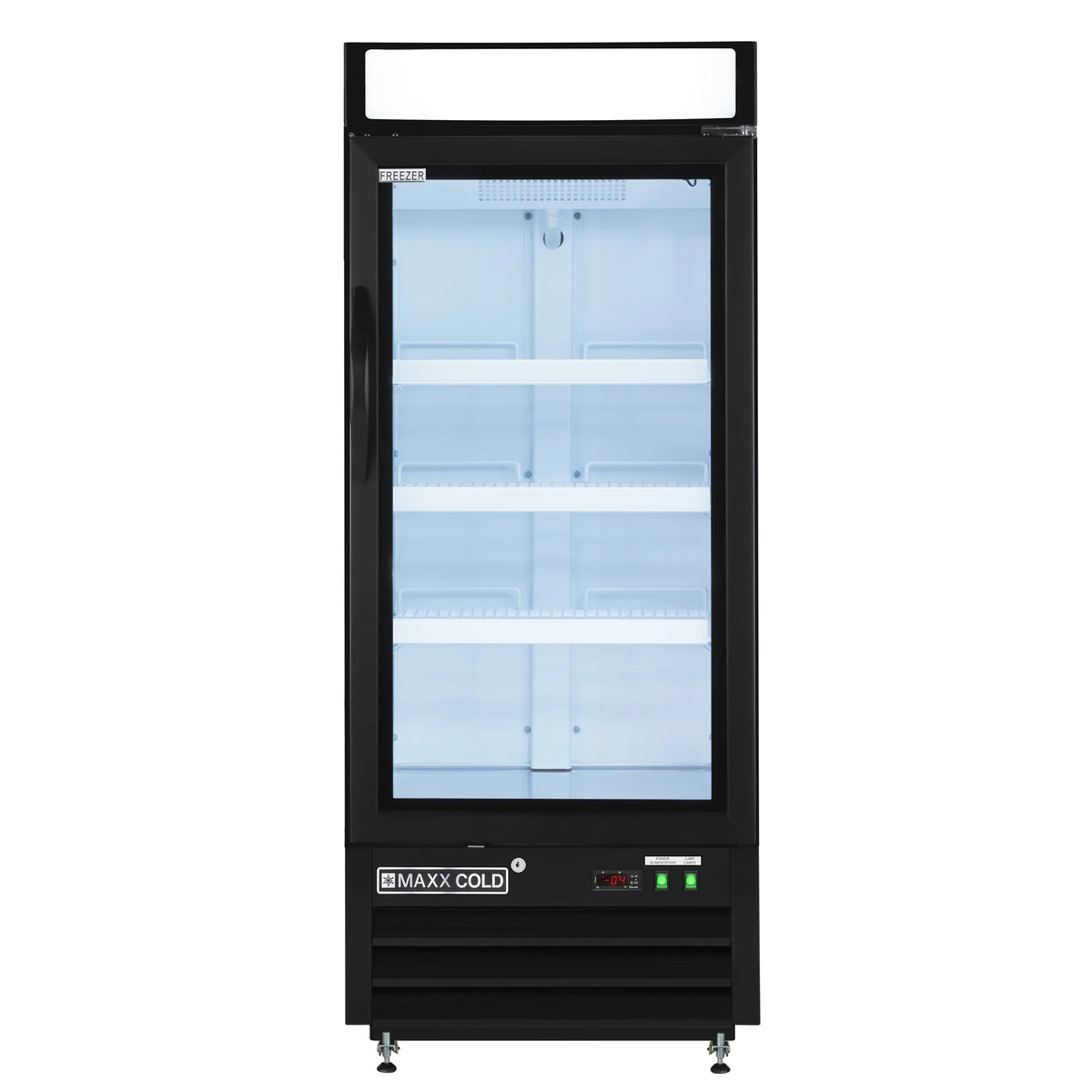 Maxx Cold Single Glass Door Merchandiser Freezer, Free Standing, 25"W, 12 cu. ft. Storage Capacity, in Black (MXM1-12FBHC)