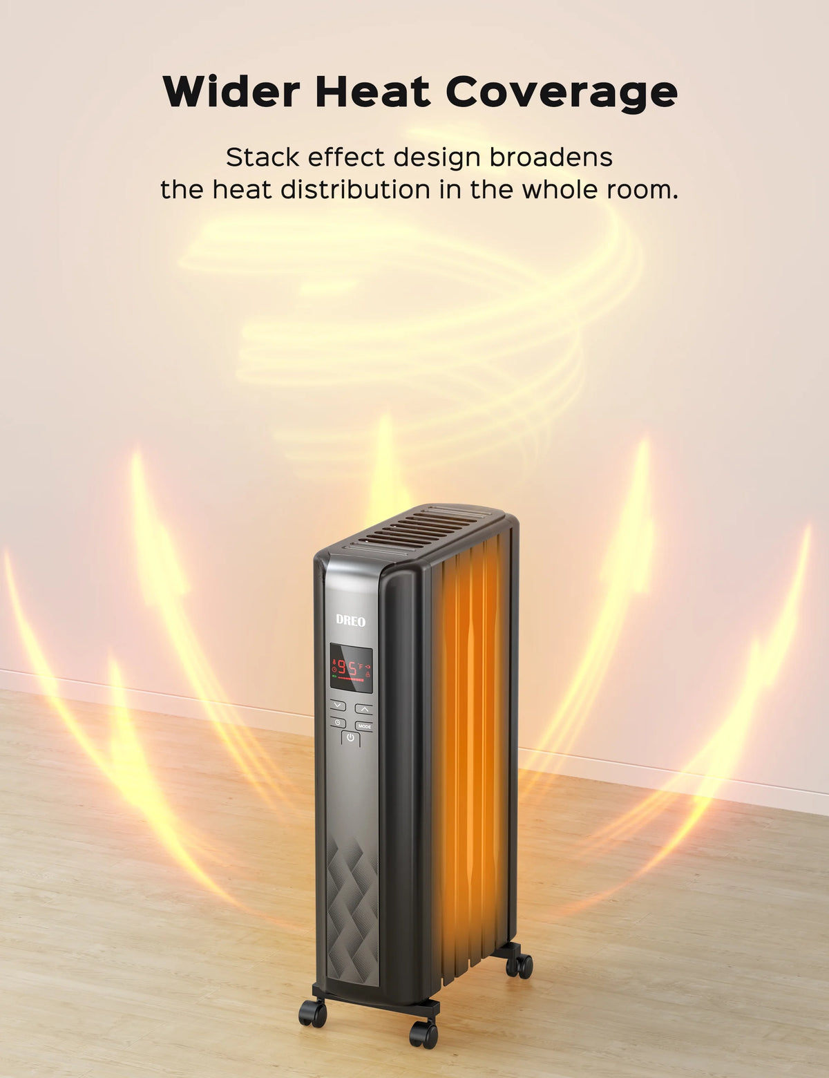 Dreo Oil Filled Radiator, Electric Radiant Heaters for indoor use Large Room with Remote Control, Child Lock, 4 Modes, Overheat & Tip-Over Protection, 24h Timer, Digital Thermostat, Quiet, 1500W