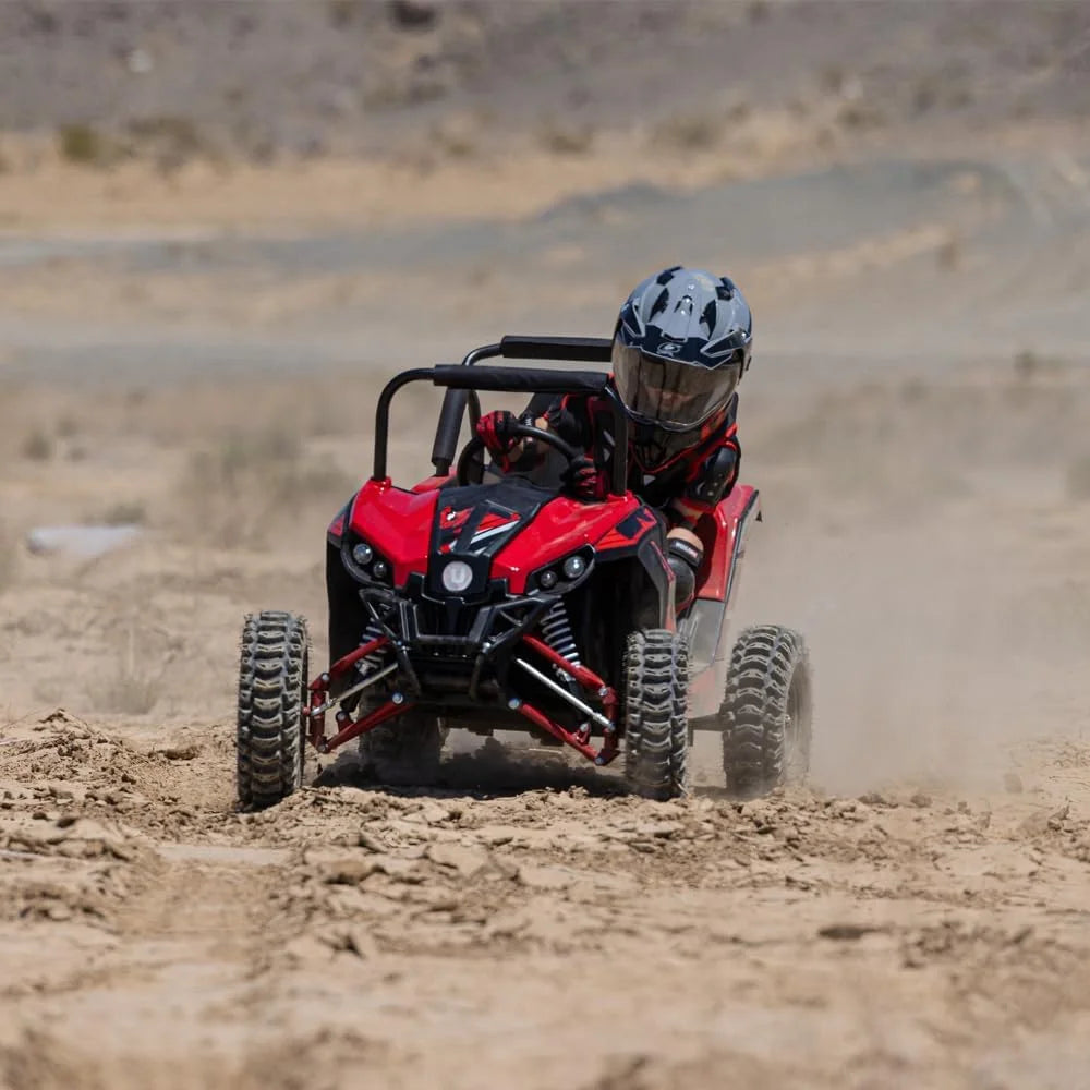 UTV Ride on Car (Large),Shock Absorber, 48V Electric Vehicles with Disk Brake, Gear Switch, Steel Frame, Off-Road Tire, Flexible Seat Belt and Seat, Three-Speed Parental Limit-Lock Function (Blue)