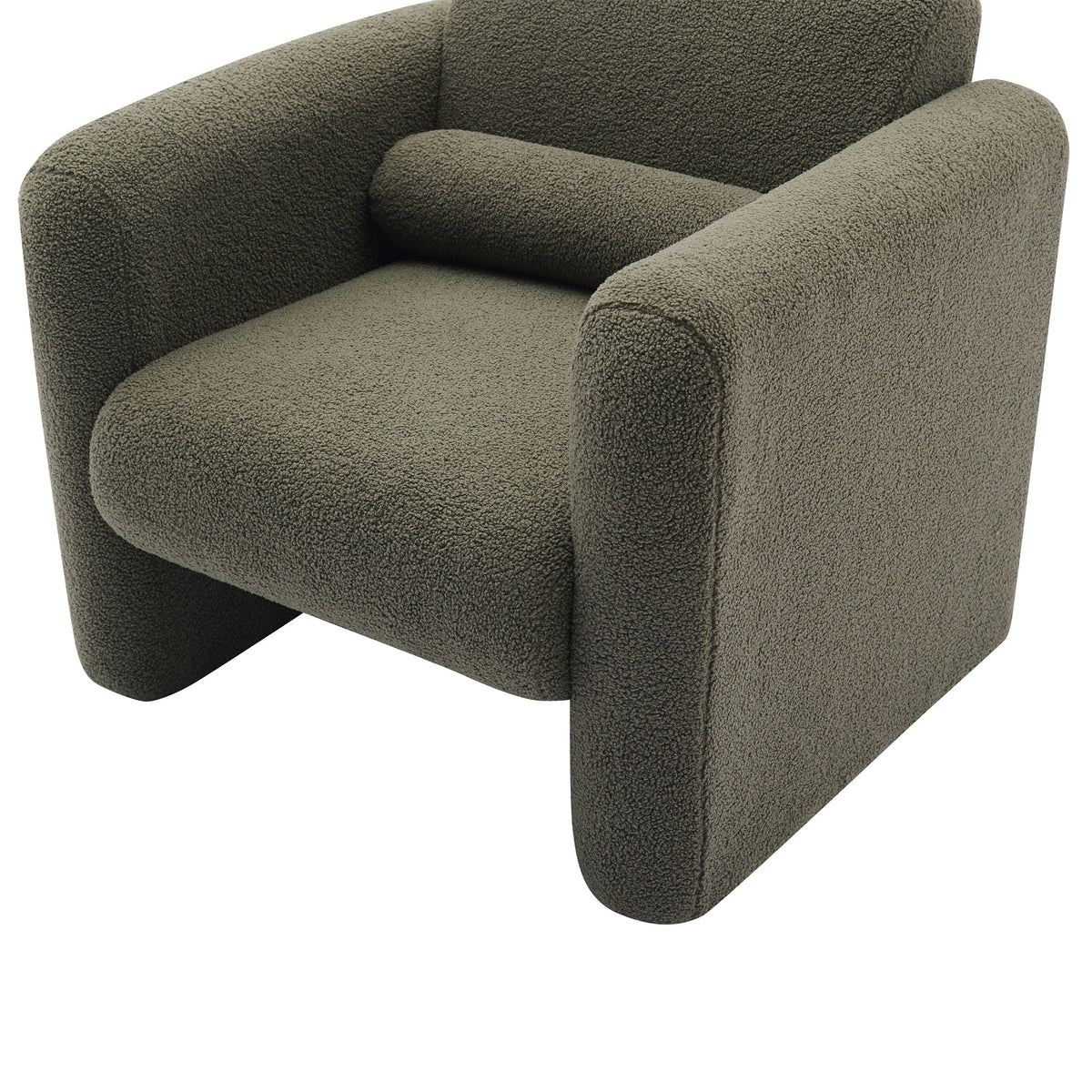 Euroco Modern Accent Chair Lambskin Sherpa Fabric Upholstered Comfy Reading Arm Chair Soft Padded Armchair with Back and Pillow,Burnt Orange