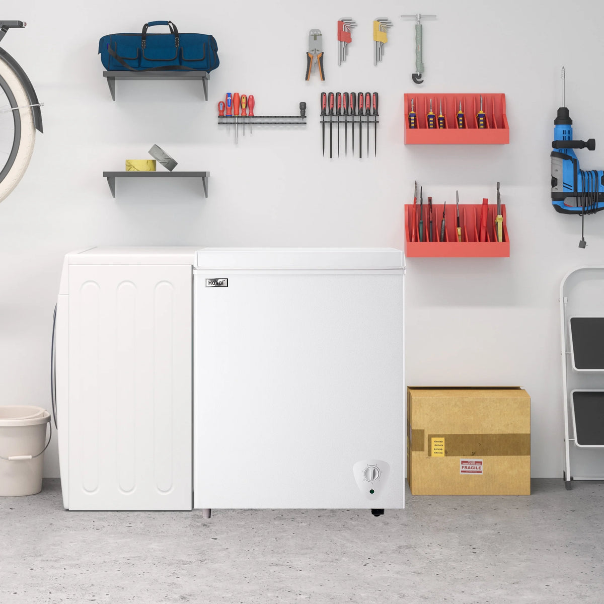 5.0 Cubic Chest Freezer - Compact Deep Freezer with Top Open Door and Removable Storage Basket, 7 Gears Temperature Control, Energy Saving, for Office Dorm or Apartment