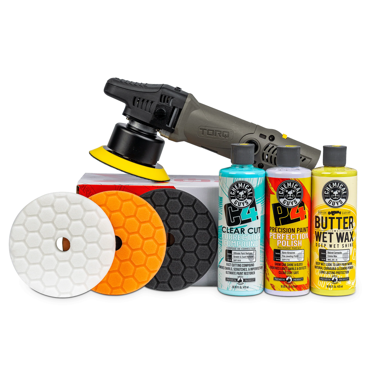 Chemical Guys TORQX Random Orbital Polisher Cut and Polish Kit (7 Items)