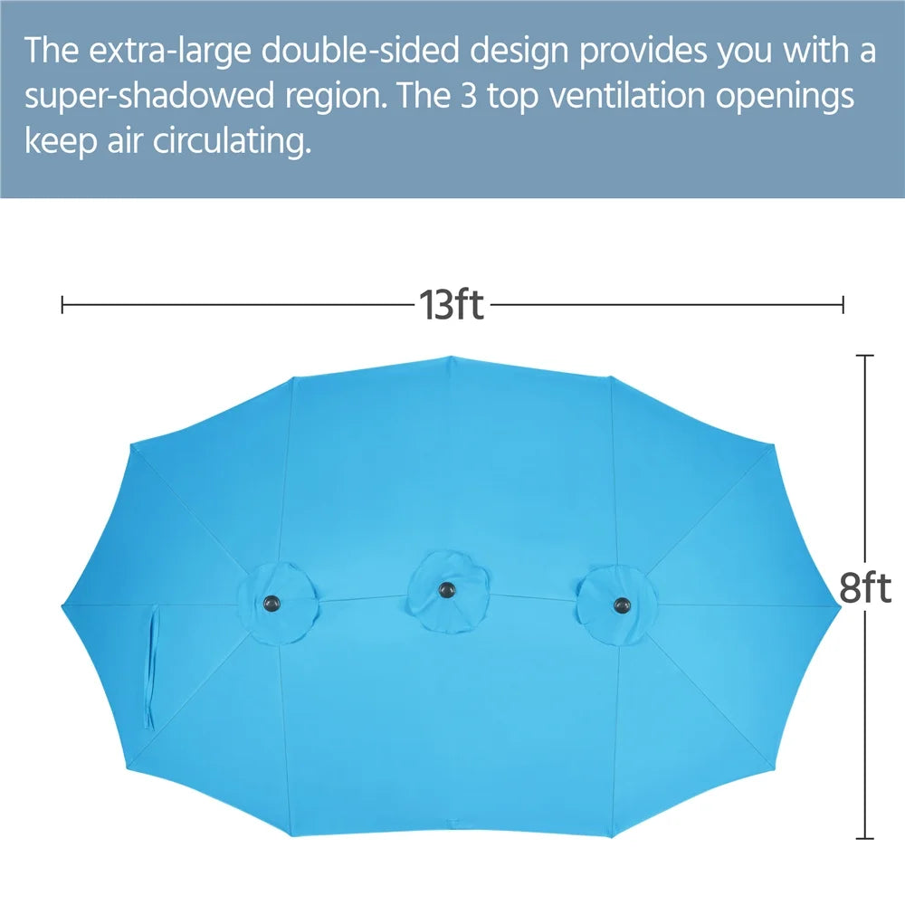 Topeakmart 13ft Patio Parasol Canopy with Crank, Tan