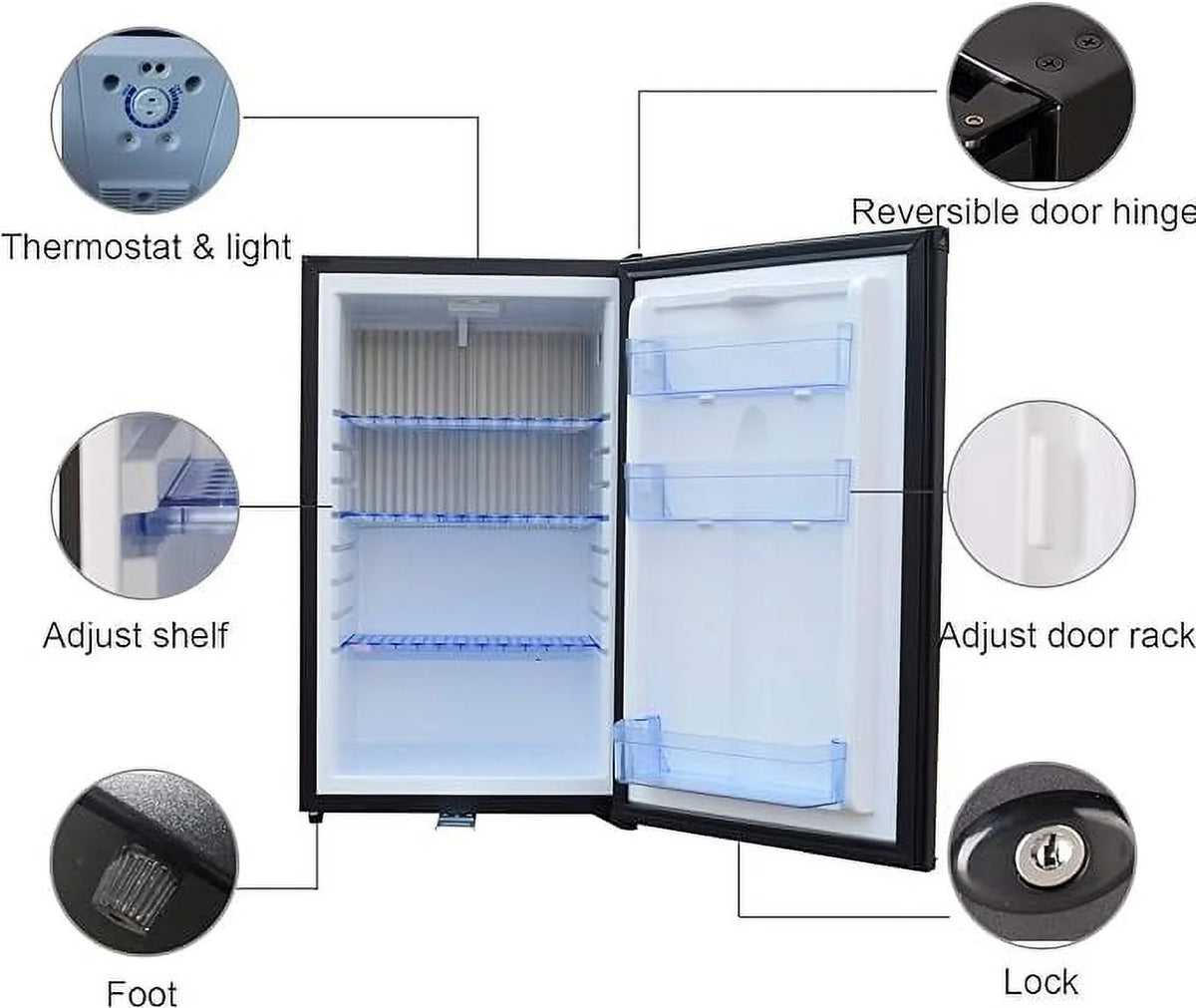 Smad Mini RV Fridge 12V 110V Refrigerator Semi Truck Freightliner Cascadia 2.1 Cu ft Reversible Door