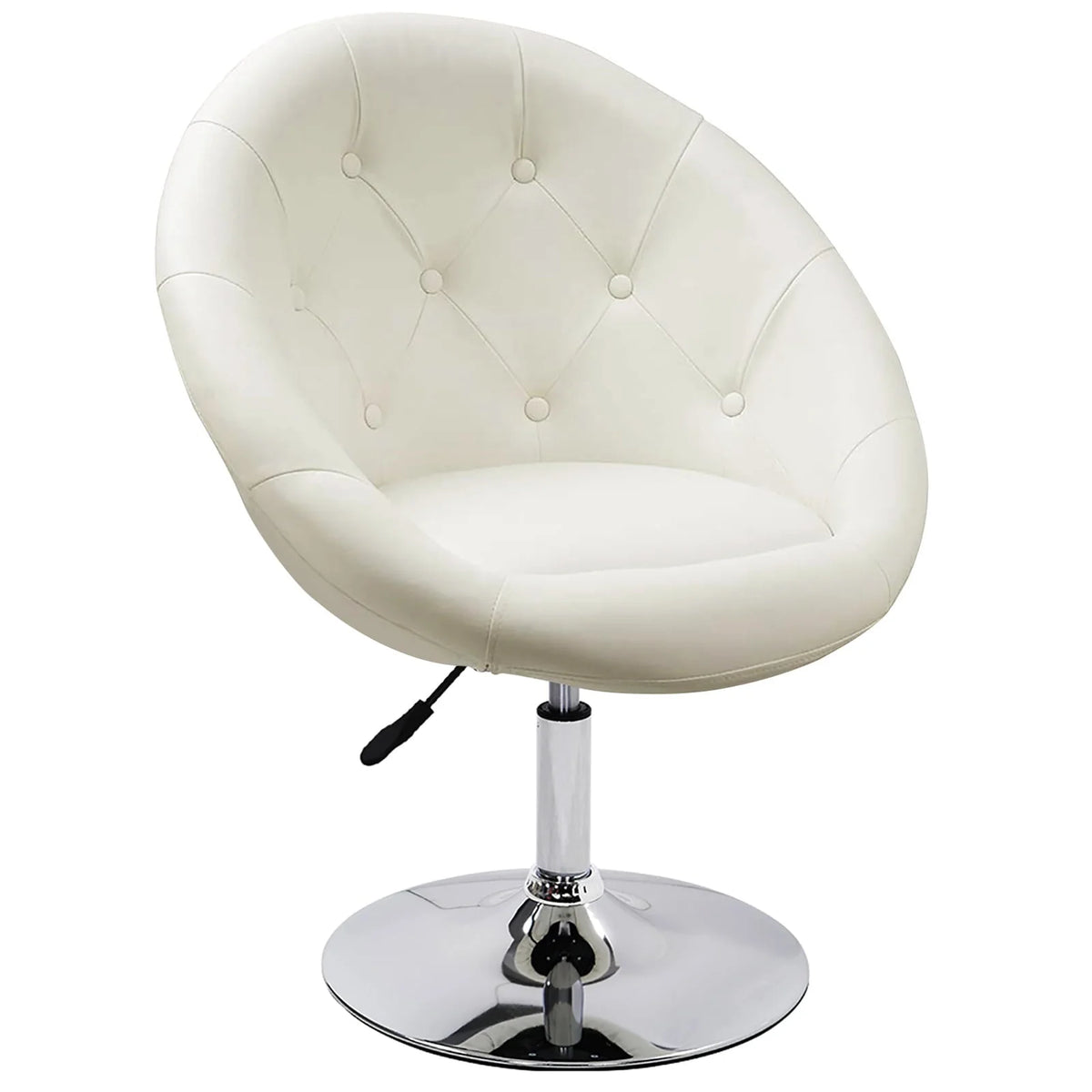 Duhome Modern Vanity Make-up Accent Chair PU Leather Desk Chair Round Swivel Tufted Adjustable Lounge Chair for Bedroom White