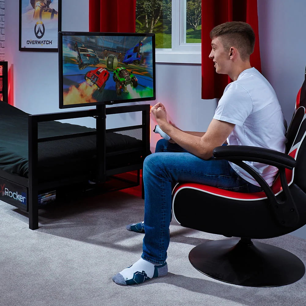 X Rocker Basecamp Gaming Bed Frame with Storage, Black, Twin, Childre, Teen, 42.8" H