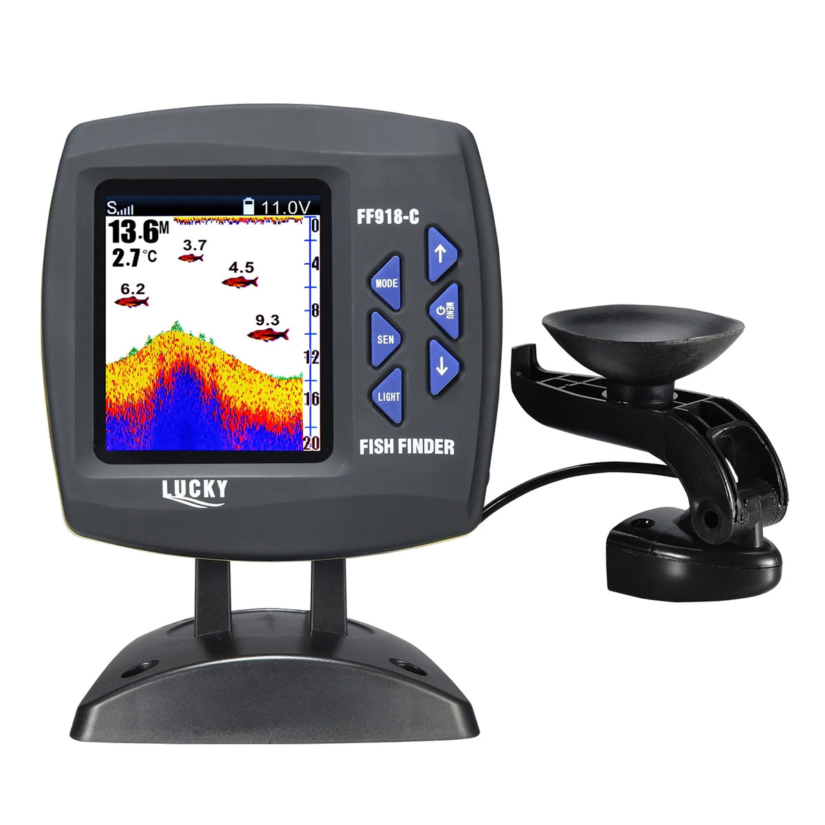 Lucky FF918-C Color LCD Screen Fish Finder 590ft Water Depth Boat Fish Finder