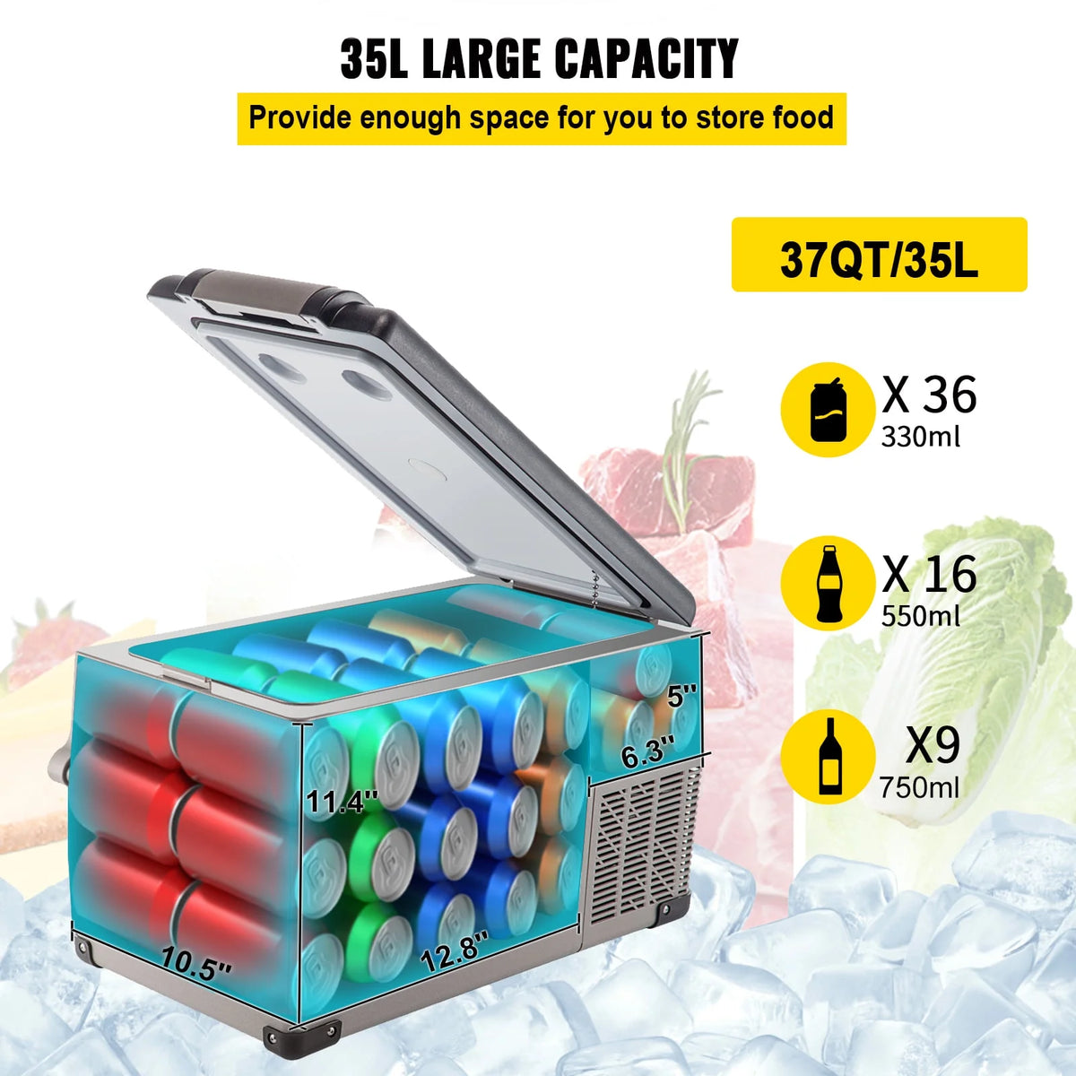 BENTISM 22L Portable Car Refrigerator, 23 Quart RV Fridge, 12/24V DC & 110-240V AC Vehicle Car Truck Boat Mini Electric Cooler for Driving Travel Fishing Outdoor and Home Use