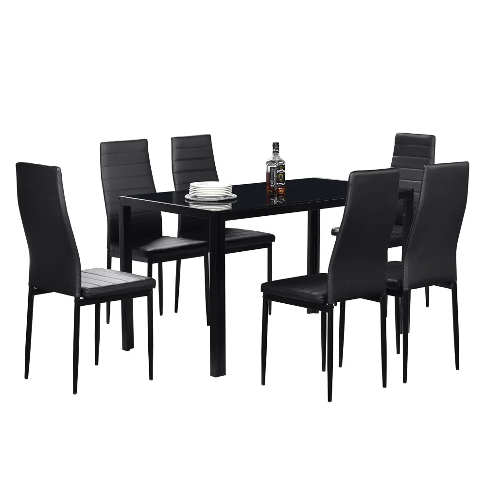 Ktaxon Set of 4 PU Leather Dining Side Chairs with Padded Seat High Back Design Dining Chairs for Kitchen Dining Room Home Furniture, Black