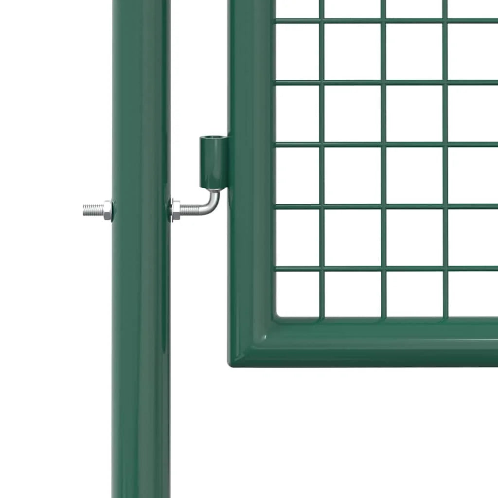 vidaXL Fence Gate Metal Fence Post Garden Gate for Outdoor Patio Steel Green