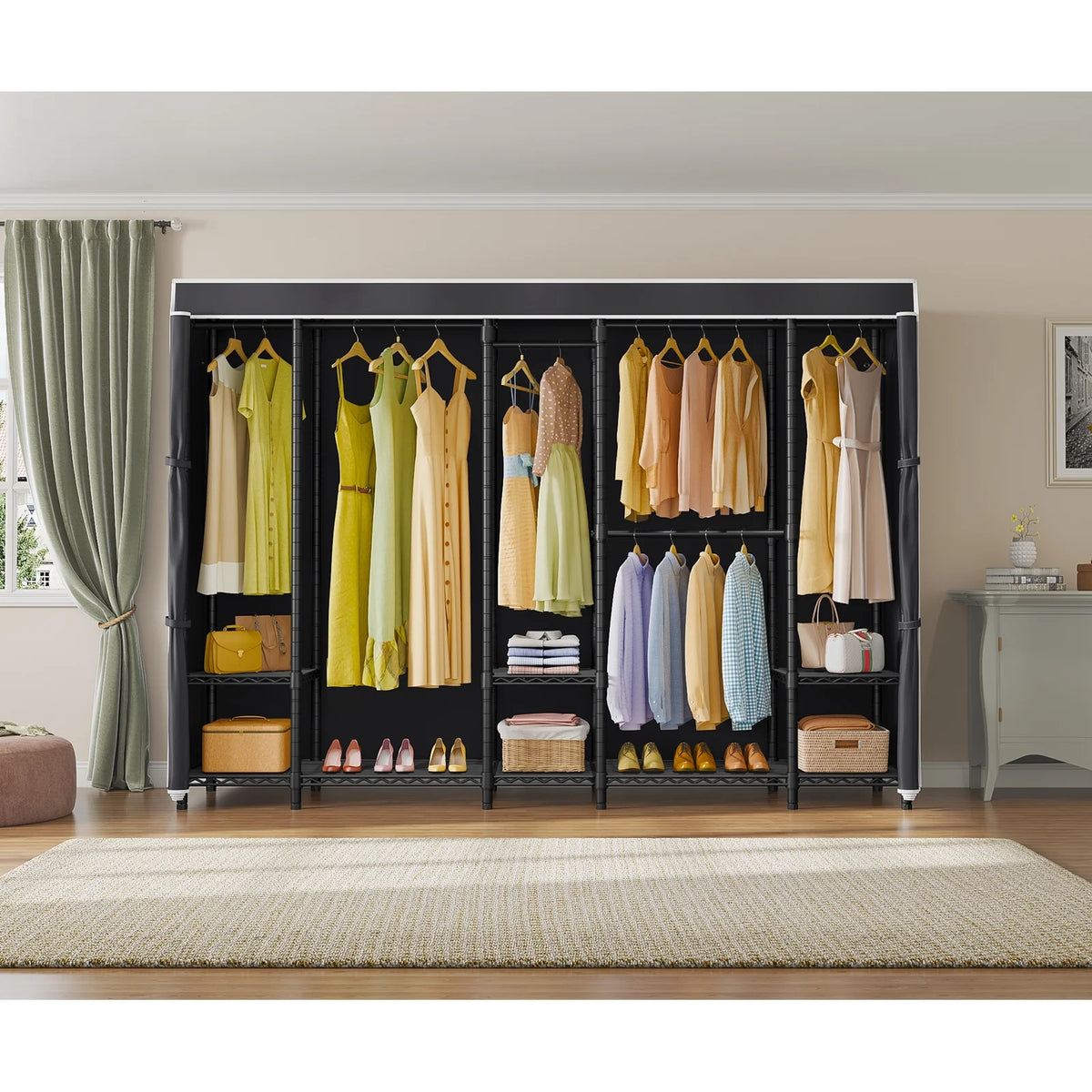 VIPEK V50 Extra Large Portable Closet Rack Bedroom Armoire Freestanding Wardrobe Closet, Heavy Duty Clothes Rack Multi-Functional Metal Clothing Rack for Hanging Clothes, Max Load 1300lbs, Black