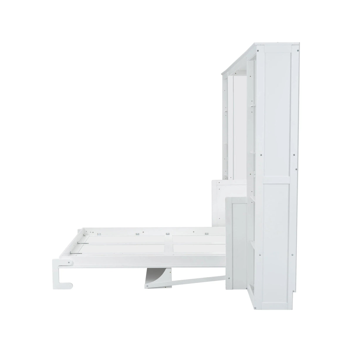 Queen Size Murphy Bed with Desk and Bookshelf(White)