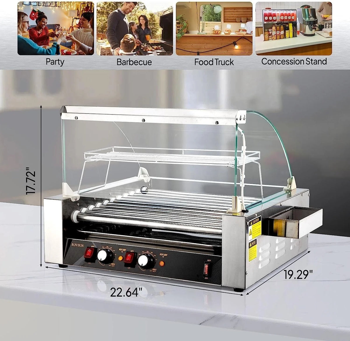 ROVSUN 1050 W 18 Hot Dog Capacity Commercial Hot Dog Roller Grill