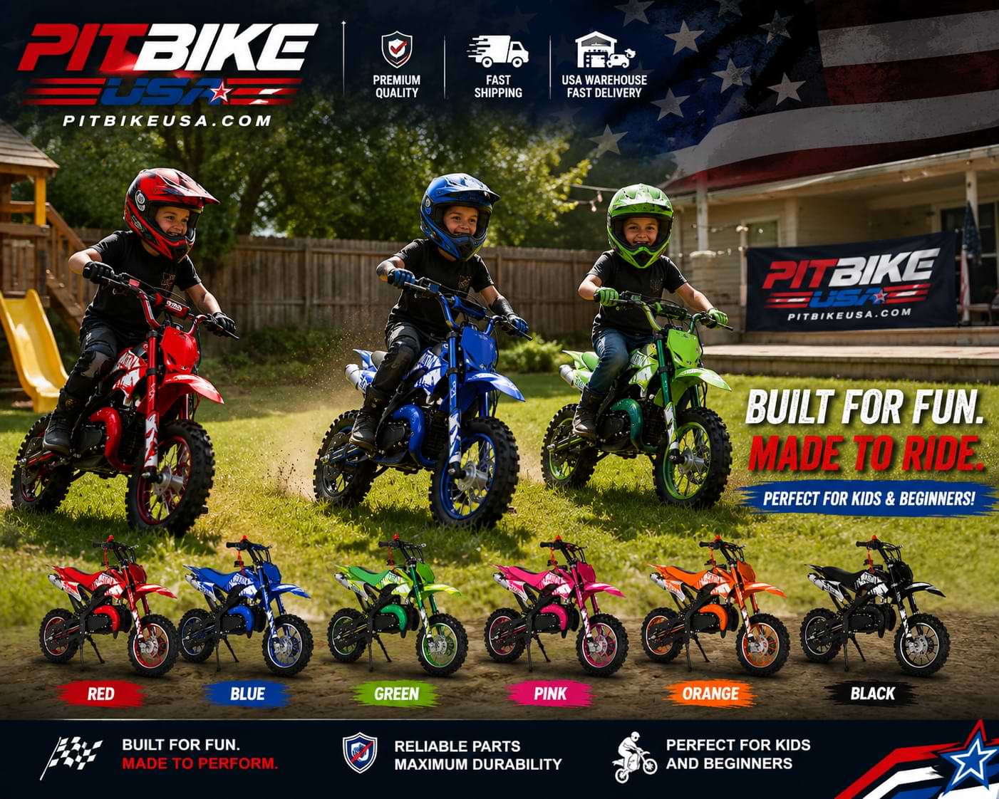 49cc High-Power Mini Pit Bike Gas Dirt Bike for Kids & Beginners