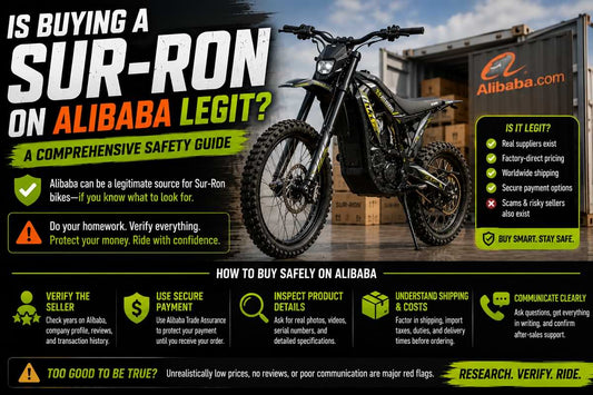Sur-Ron electric dirt bike with Alibaba supplier safety checklist and scam prevention tips