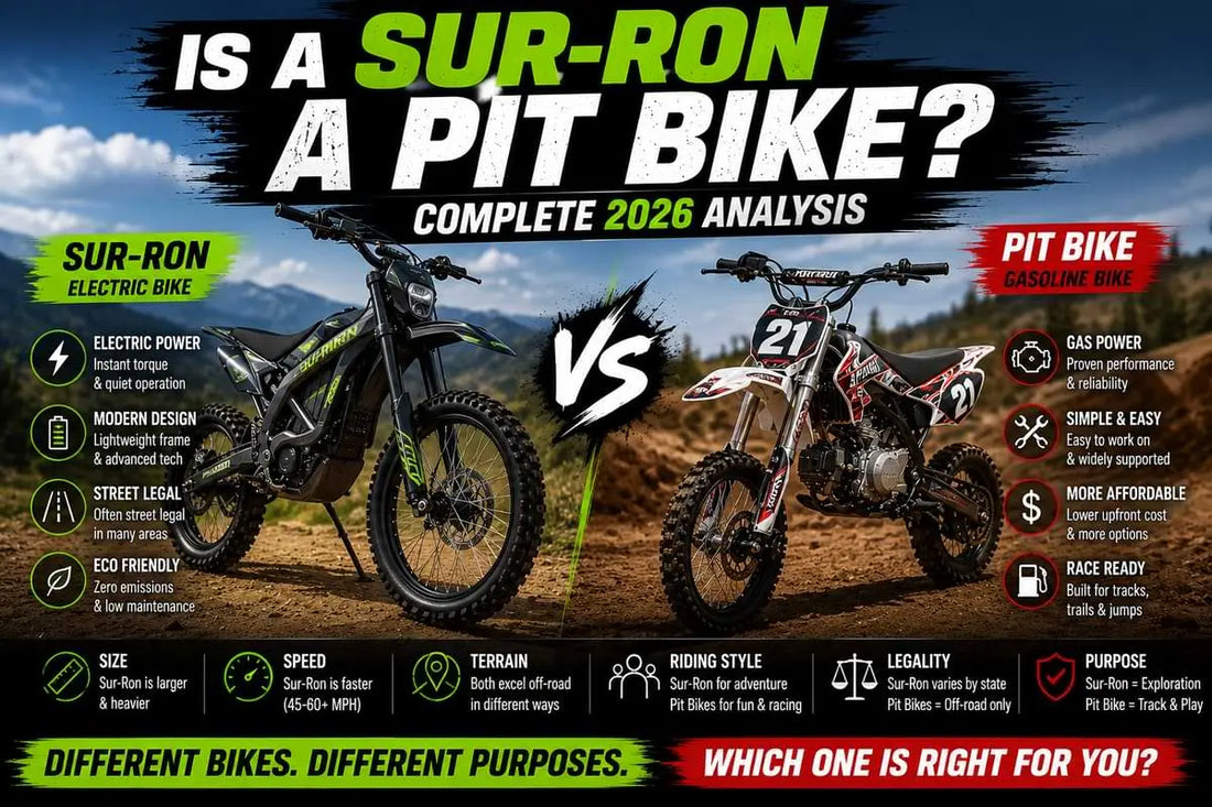 Sur-Ron electric bike vs traditional pit bike comparison on off-road terrain