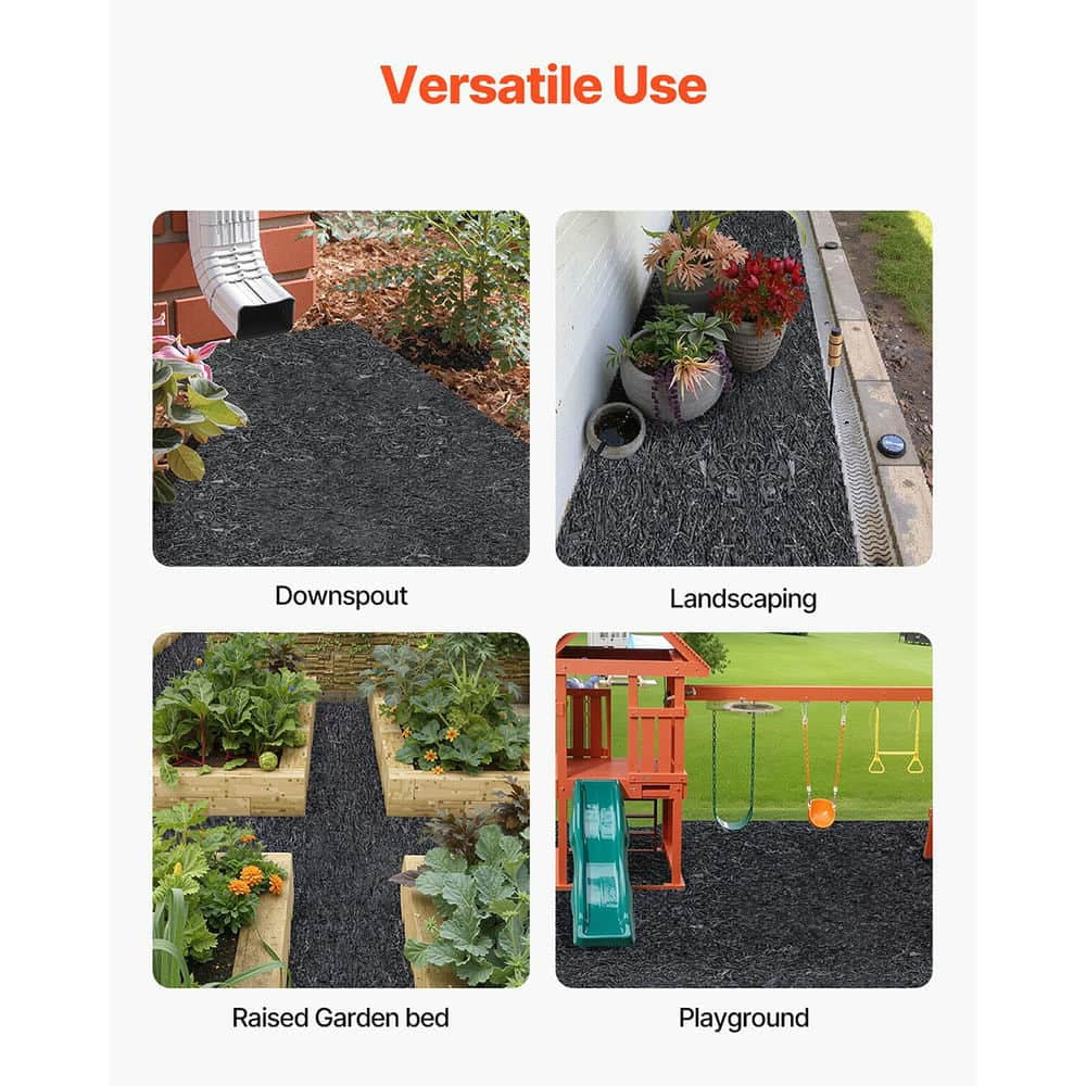 Barara King Rubber Mulch for Landscaping, 2 Rolls Recycled Rubber Mulch Mat 96 x 22 in, Permanent Rubber Pathway, Natural-Looking Black Mulch Garden Edging
