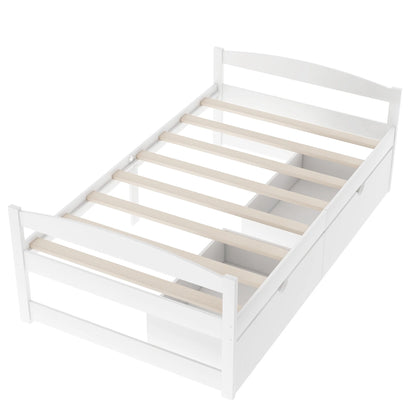 Euroco Twin Size Wooden Daybed with 2 Storage Drawers for Kids Bedroom, Gray