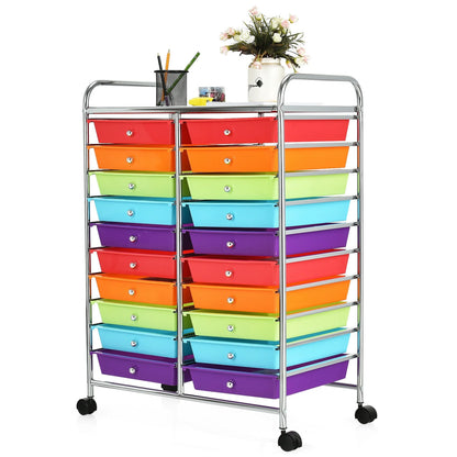 Gymax Office Rolling Cart 20 Storage Drawers Scrapbook Paper Studio Organizer Mutlicolor