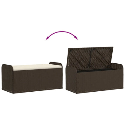 vidaXL Storage Bench with Cushion Outdoor Garden Seat Furniture Poly Rattan