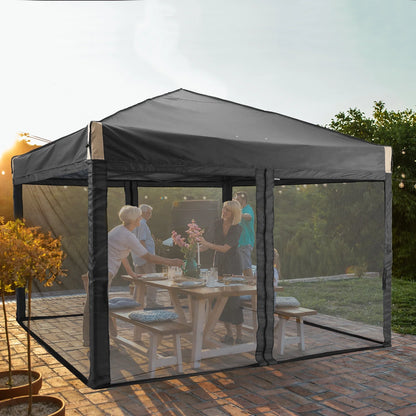 Aoodor 12'x12' Pop Up Canopy with Removable Mesh Sidewalls, Outdoor Portable Instant Shelter Tent-Black