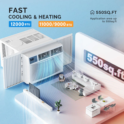 Matladin Window Air Conditioner with Heat, 8000 BTU Window AC Unit & Heater Combo with APP & Voice Smart Control, Timer Function & Easy Installation Kit, 115V/60Hz