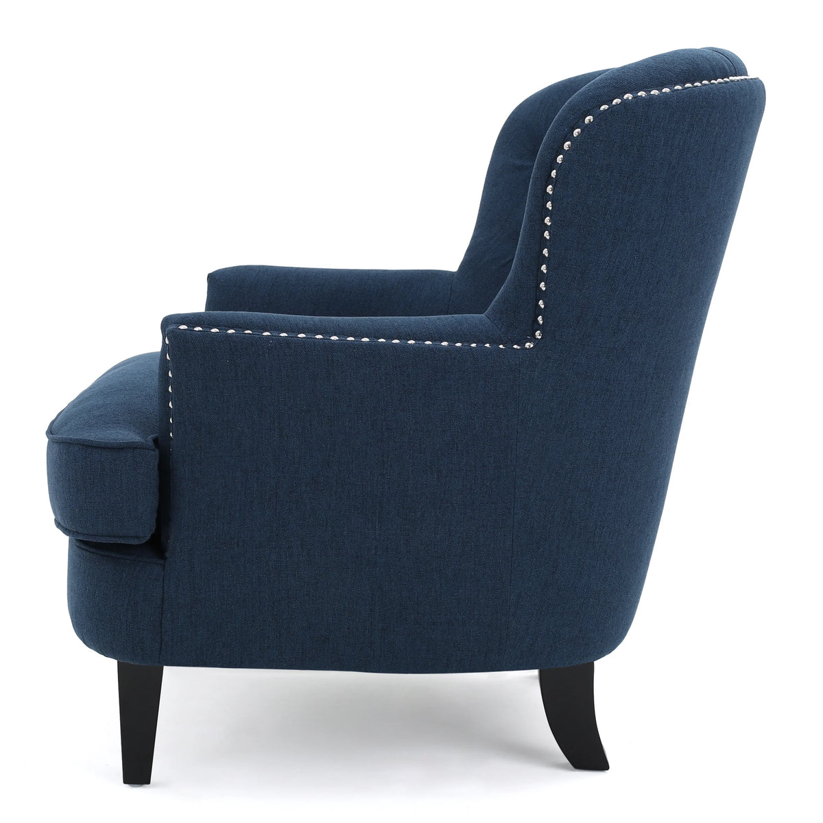 Noble House Tanner Tufted Fabric Club Accent Chair, Dark Blue