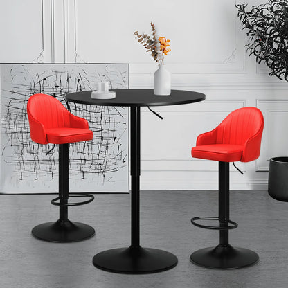 MoNiBloom 3 Piece Bar Table and Chair Set, 31.5" Adjustable-Heigh Pub Table and PU Leather Bar Stools for Home Kitchen