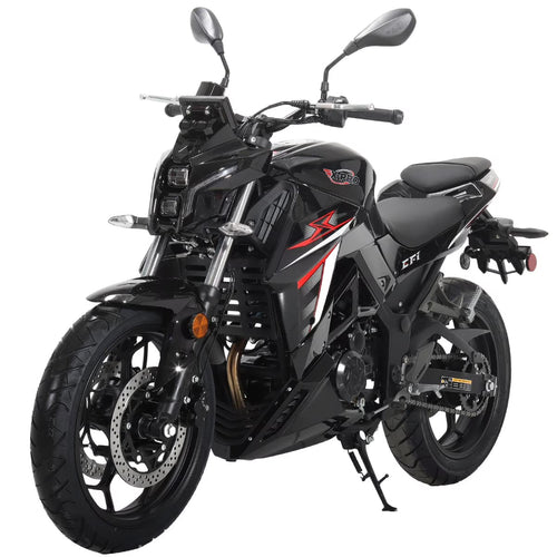 X-Pro Python 250 Electronic Fuel Injection Gas Motorcycle with Manual Transmission, Electric Start! 17" Wheels! Assembled In Crate!