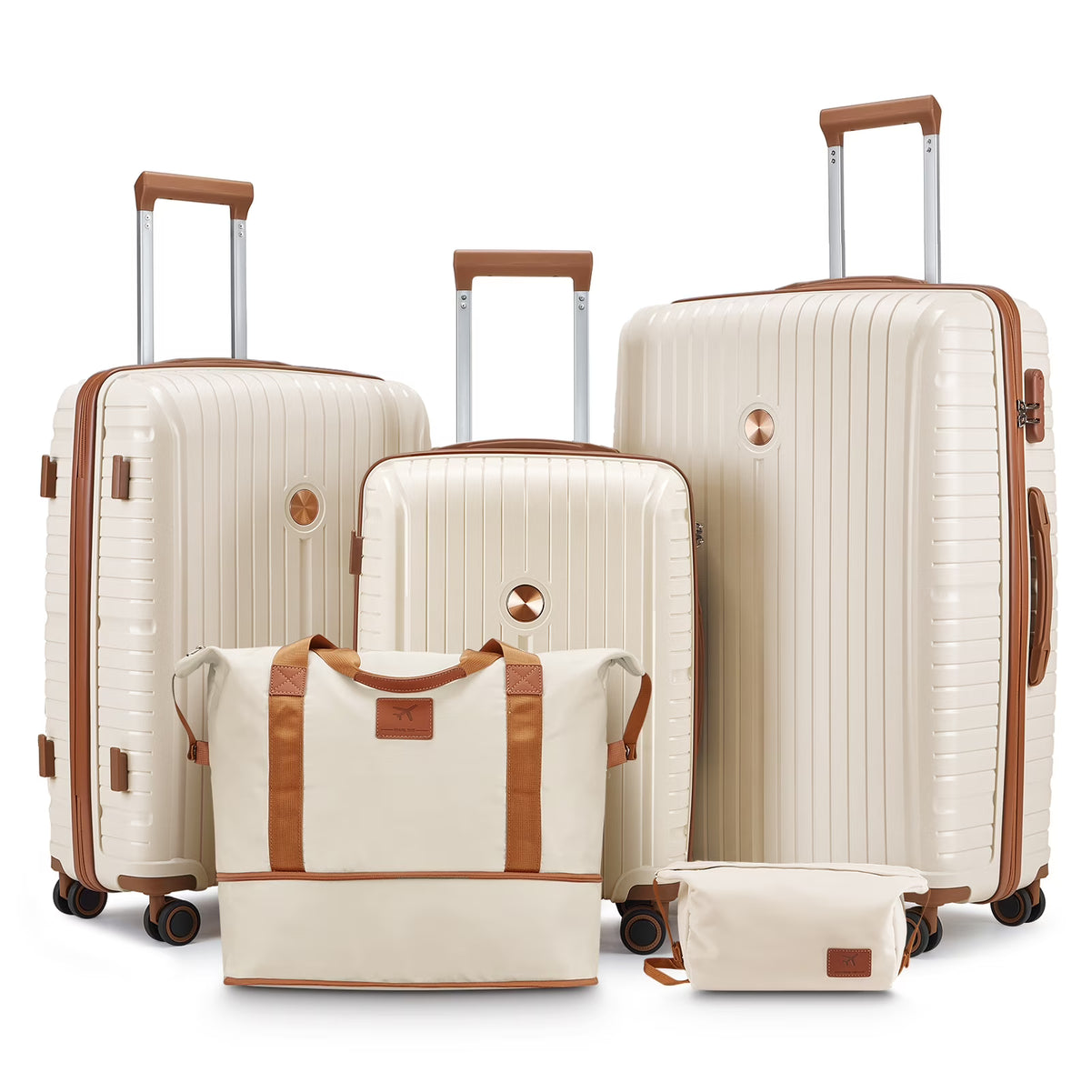 Joyway 5 Piece Luggage Sets Hardshell Lightweight Suitcase with TSA Lock Spinner Wheels-Orange