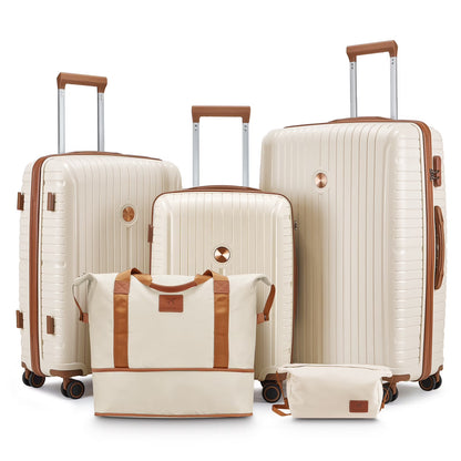 Joyway 5 Piece Luggage Sets Hardshell Lightweight Suitcase with TSA Lock Spinner Wheels-Orange