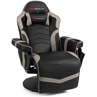 Goplus Massage Gaming Recliner Reclining Racing Chair Swivel Black