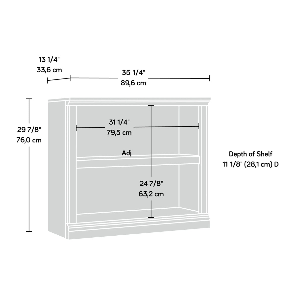 Sauder Select 2 Shelf Bookcase, Washington Cherry Finish