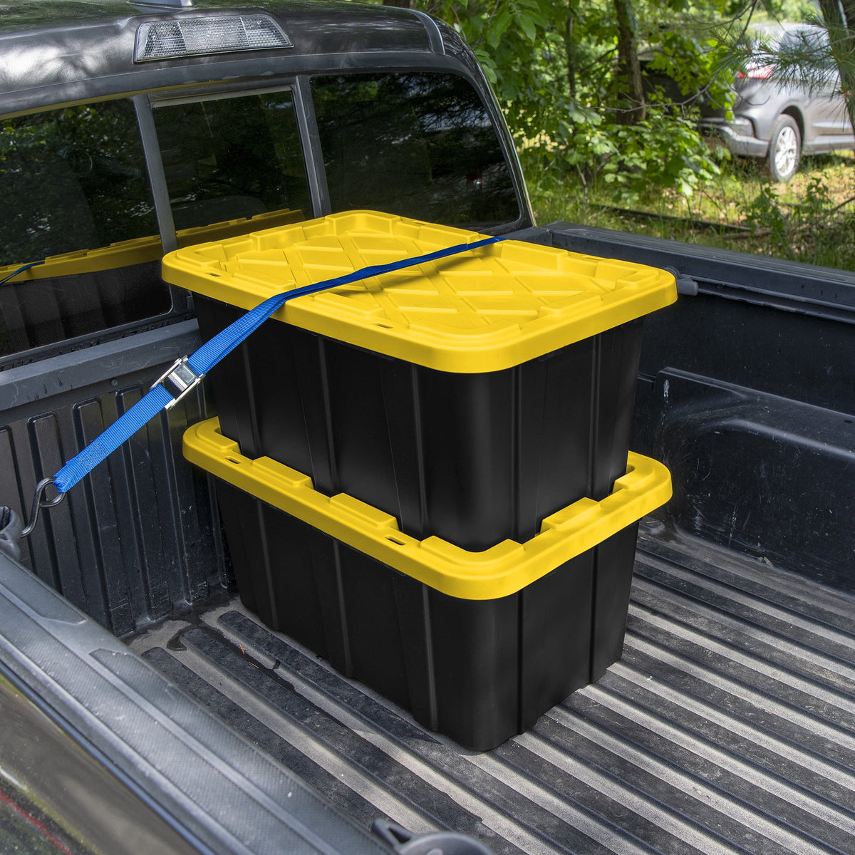 Sterilite 17 Gal Industrial Stackable Storage Tote Lidded Container, 6 Pack