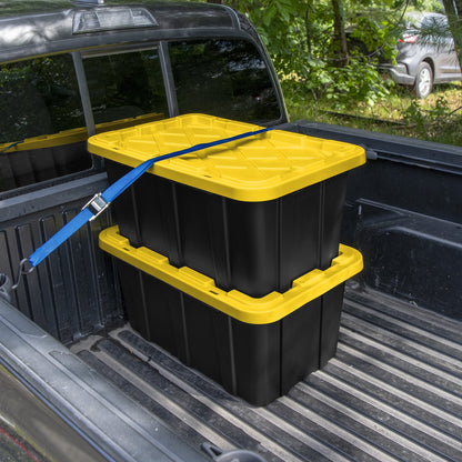 Sterilite 17 Gal Industrial Stackable Storage Tote Lidded Container, 6 Pack