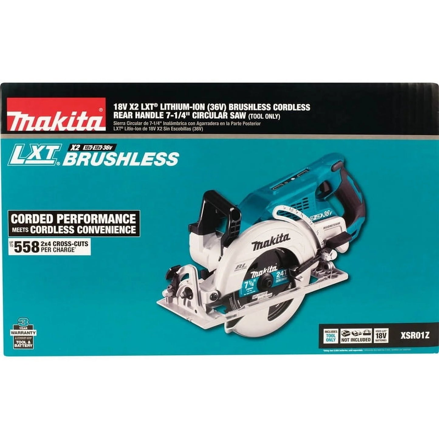 Makita Circular Saw, 7.25 in Dia, 5100 RPM XSR01Z
