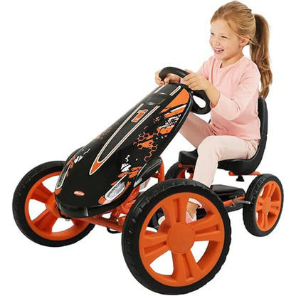 Hauck Speedster Pedal Go Kart w/ Adjustable Bucket Seat for Kids Ages 4 to 8, Fire Rescue