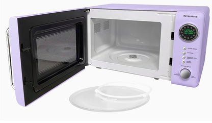 Nostalgia Retro Compact Countertop Microwave Oven - 0.7 Cu. Ft. - 700-Watts with LED Digital Display - Child Lock - Easy Clean Interior - Orange