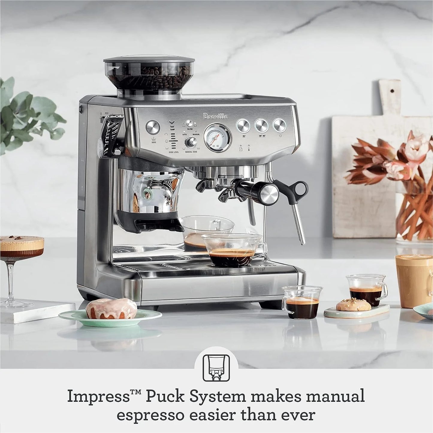 Breville Barista Express Impress Espresso Machine, 2 Liters - Black Truffle