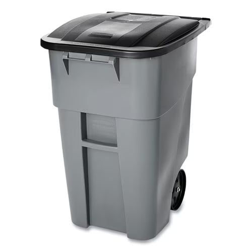 Rubbermaid Commercial Brute Rollout Container Square Plastic 50gal Gray 9W27GY
