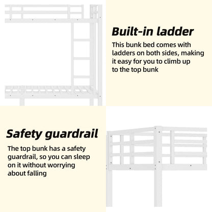 Miniyam Full over Full Metal Bunk Bed Frame with Dual Guardrails and Ladders, Heavy-Duty Quiet Design, Black