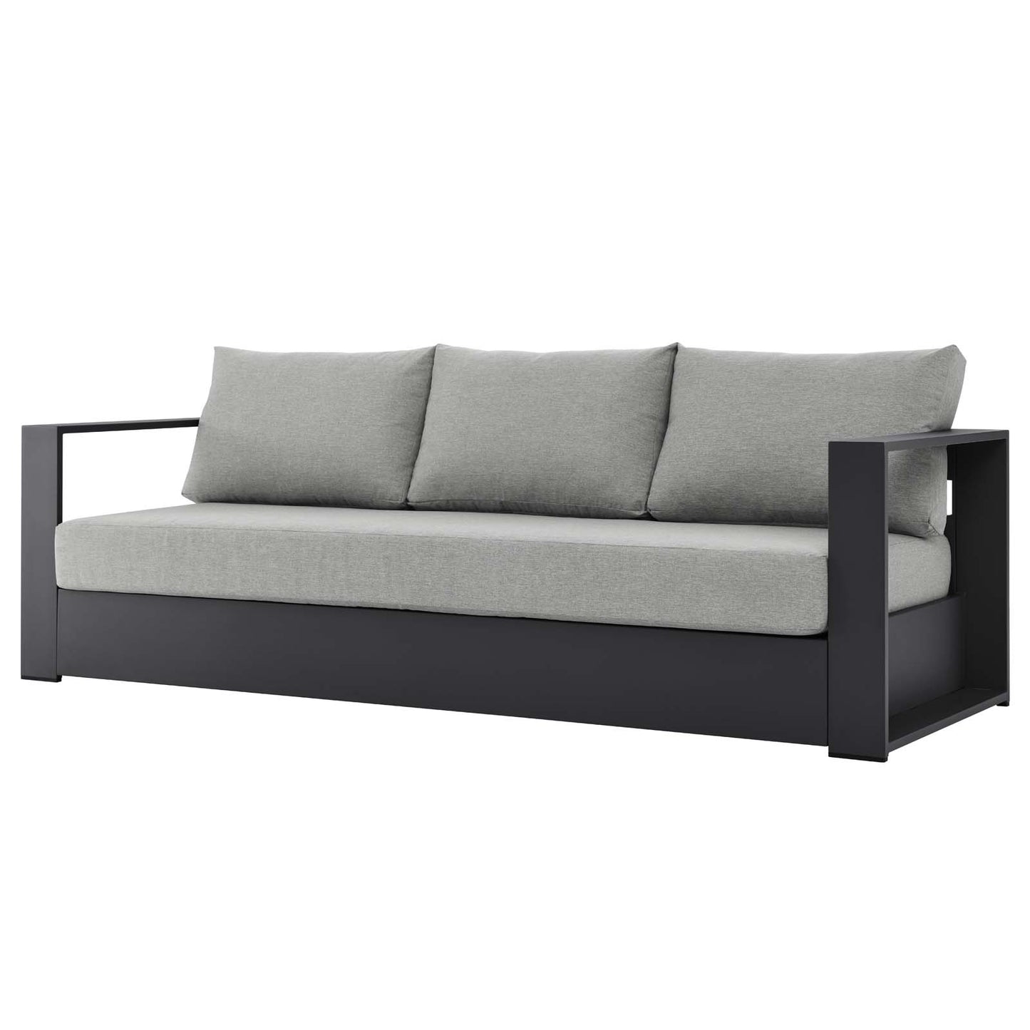 Lounge Sofa Table Set, Grey Gray, Aluminum, Metal, Fabric, Modern Contemporary, Outdoor Patio Balcony Cafe Bistro Garden Furniture Hotel Hospitality