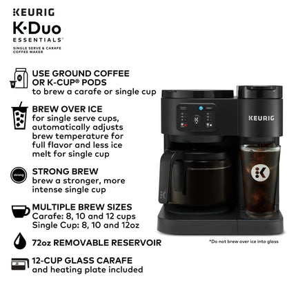 Keurig K-Duo Essentials, Hot & Iced Single-Serve K-Cup Pod Coffee Maker & Carafe,  Moonlight Grey