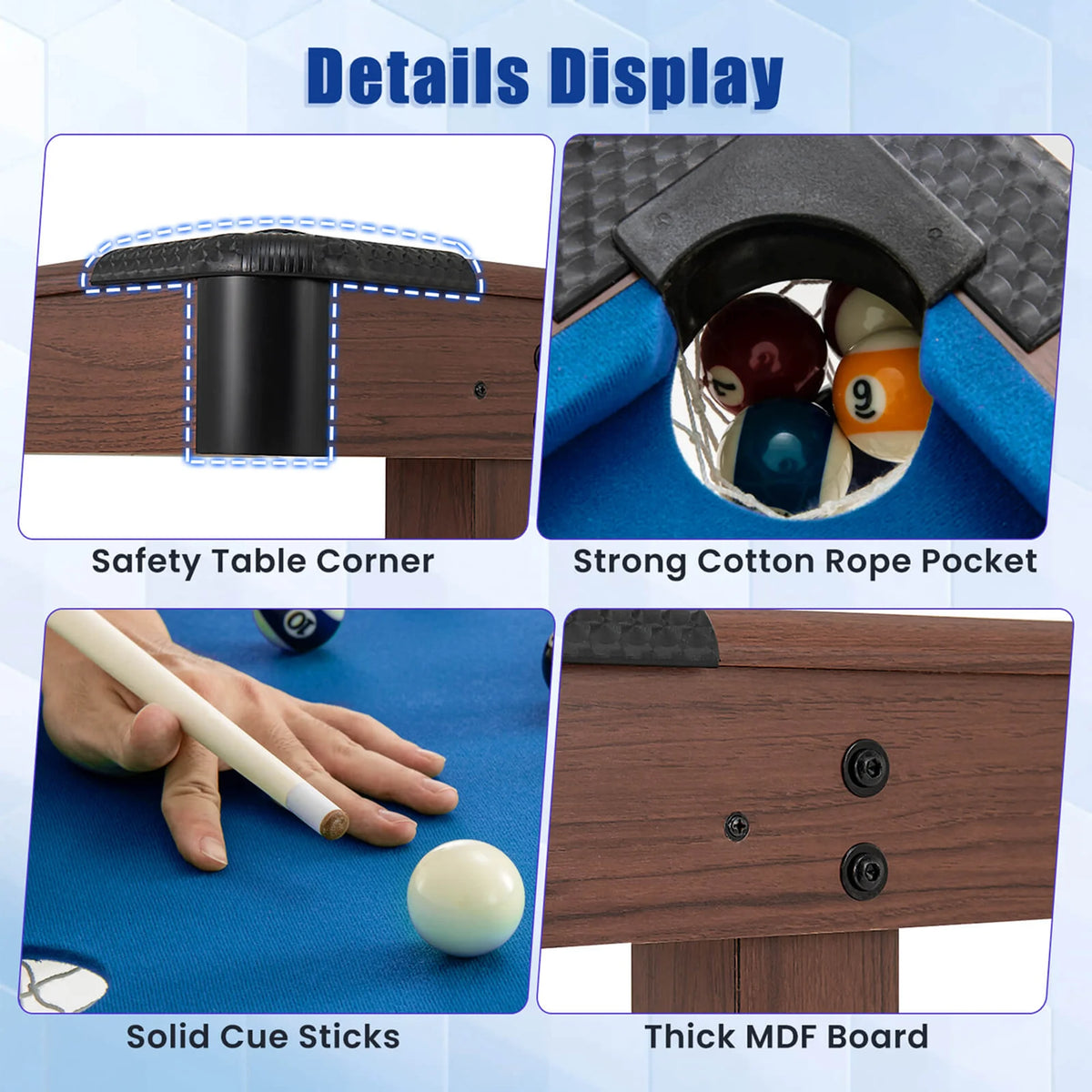 Costway 48" Pool Table for Kids & Adults with Full Set of Balls 2 Cue Sticks 2 Chalks Green
