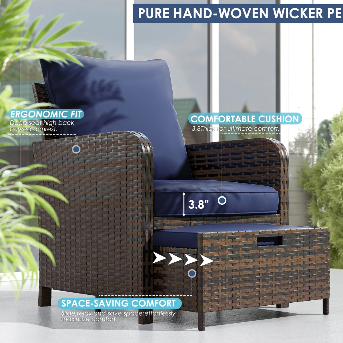 UDPATIO Balcony Furniture 5 Piece Patio Furniture Set, Outdoor Patio Chair , Dark Grey