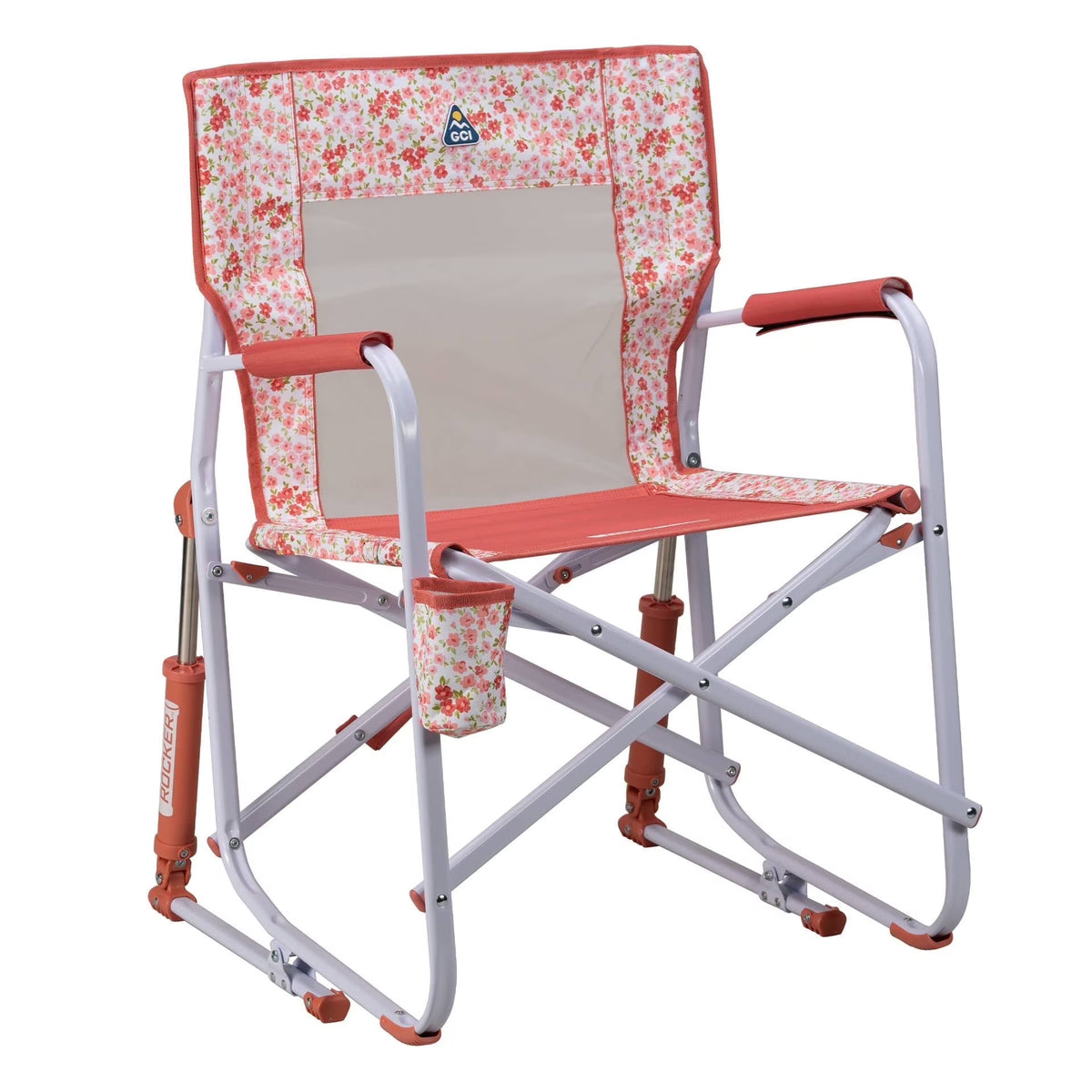 GCI Outdoor Freestyle Rocker Foldable Rocking Camp Chair, Purple Floral